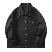 Φθινοπωρινό Ανοιξιάτικο Φανελένιο Μπουφάν Ανδρικό Ψηλό Χαλαρό Μπουφάν για Εξωτερικό Δρόμο Ανδρικό υφαντό πέτο Χρώμα μασίφ μπουφάν Μονωμένο παλτό