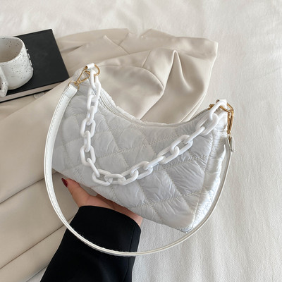 Modne prošivene ženske torbe na rame Mali lanci Torbe s ručkom na vrhu Ručne torbice s podstavljenim pamukom Ženske torbe ispod pazuha Jednobojne torbe