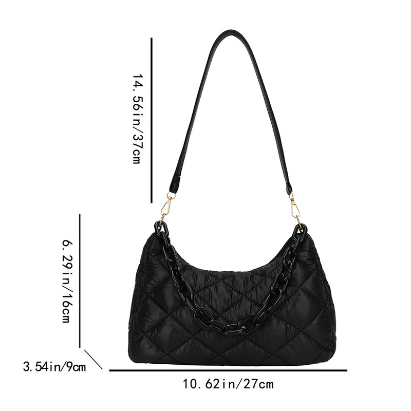 Modne prošivene ženske torbe na rame Mali lanci Torbe s ručkom na vrhu Ručne torbice s podstavljenim pamukom Ženske torbe ispod pazuha Jednobojne torbe