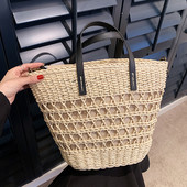 Ženske slamnate torbe u trendu ljeta 2023. Torbe preko ramena Ručno tkane torbe na rame Boho torba za košaru od pletenog ratana Torba velikog kapaciteta