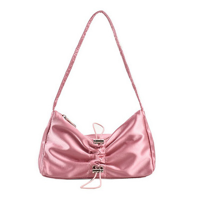 Τσάντες ώμου με πλισέ κορδόνι για γυναίκες Επαγγελματικές γυαλιστερές PU δερμάτινες τσάντες κουβά Μικρές τσάντες γυναικεία τσάντα μασχάλης casual τσάντα