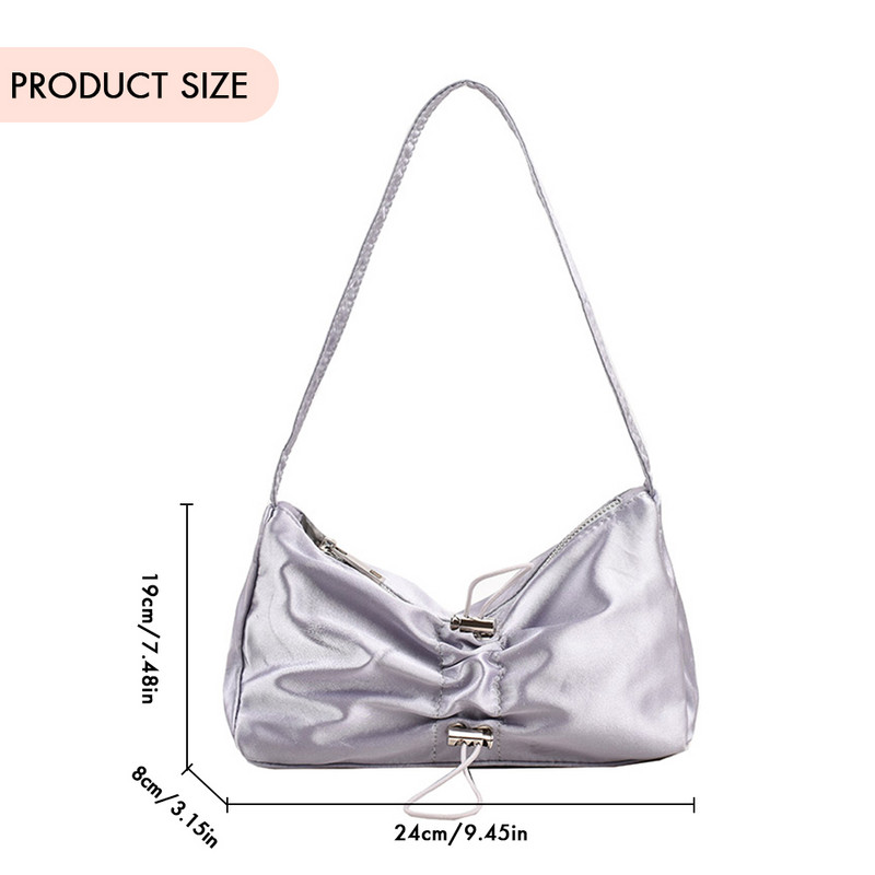 Τσάντες ώμου με πλισέ κορδόνι για γυναίκες Επαγγελματικές γυαλιστερές PU δερμάτινες τσάντες κουβά Μικρές τσάντες γυναικεία τσάντα μασχάλης casual τσάντα
