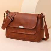 Γυναικεία τσάντα χιαστί πολλαπλών στρώσεων Casual Classic Satchel Τσάντα μεγάλης χωρητικότητας Ευέλικτη τσάντα PU Single Shoulder Daily Commuting