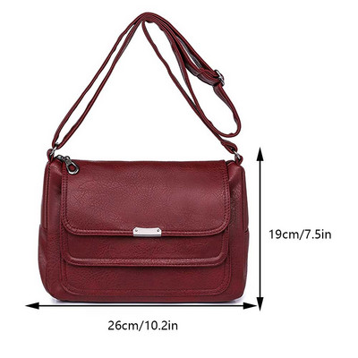 Γυναικεία τσάντα χιαστί πολλαπλών στρώσεων Casual Classic Satchel Τσάντα μεγάλης χωρητικότητας Ευέλικτη τσάντα PU Single Shoulder Daily Commuting