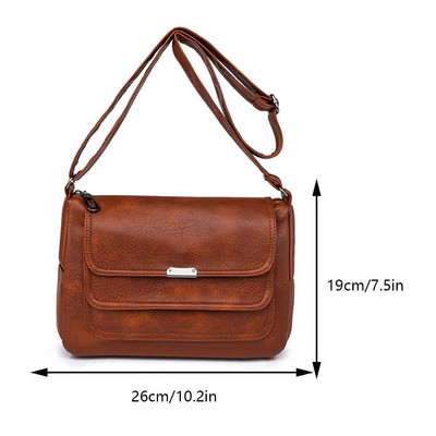 Γυναικεία τσάντα χιαστί πολλαπλών στρώσεων Casual Classic Satchel Τσάντα μεγάλης χωρητικότητας Ευέλικτη τσάντα PU Single Shoulder Daily Commuting