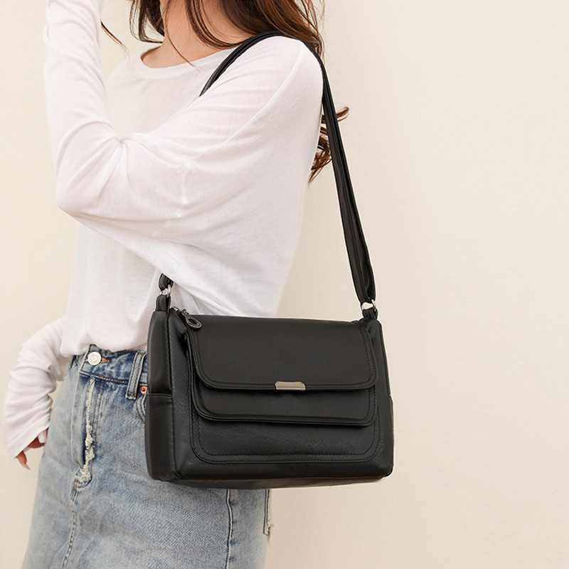 Γυναικεία τσάντα χιαστί πολλαπλών στρώσεων Casual Classic Satchel Τσάντα μεγάλης χωρητικότητας Ευέλικτη τσάντα PU Single Shoulder Daily Commuting