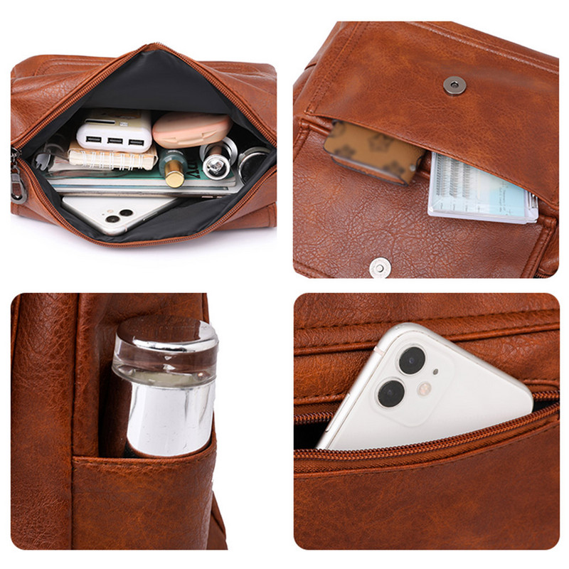 Γυναικεία τσάντα χιαστί πολλαπλών στρώσεων Casual Classic Satchel Τσάντα μεγάλης χωρητικότητας Ευέλικτη τσάντα PU Single Shoulder Daily Commuting