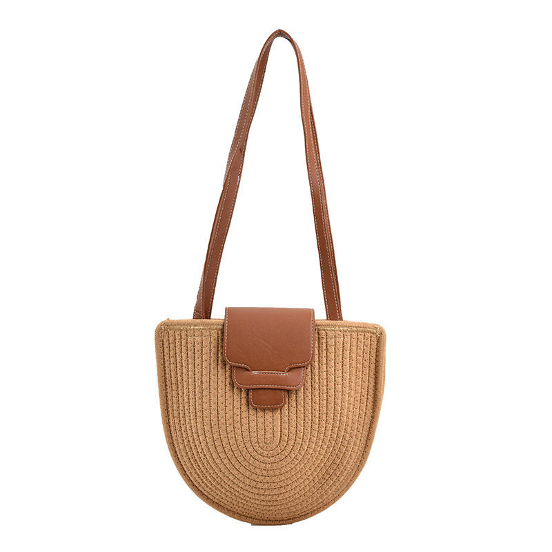 Genți de țesut manual boeme de vară pentru femei, geantă de umăr din paie de plajă, geantă de plajă învelită, coș de ratan, genți de mână, tocuri de călătorie