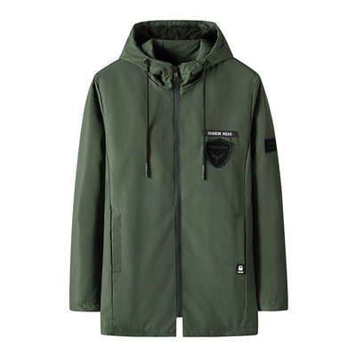 Muška jakna Flis Regular jakna otporna na vjetar Boja za jednobojne šavove Duga pamučna jakna s kapuljačom Putna jakna s rukavima