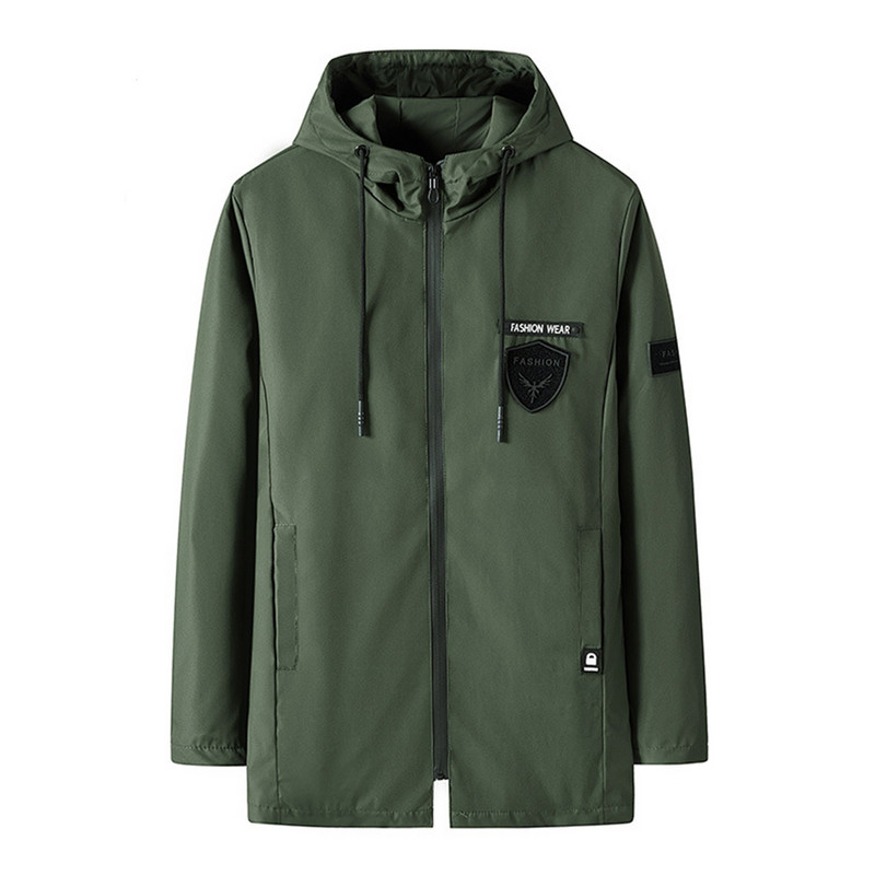 Muška jakna Flis Regular jakna otporna na vjetar Boja za jednobojne šavove Duga pamučna jakna s kapuljačom Putna jakna s rukavima