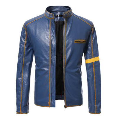 Pánske oblečenie pre kabáty Chlpatí muži Pánsky kabát Stcollar Make Bunda Vrecko Spojenie Old Gear Kožená bunda Štrk Bunda so zipsom