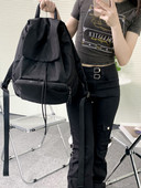 Γυναικεία σακίδια πλάτης μεγάλης χωρητικότητας Japanese Harajuku Literature Art Κορίτσι Κορδόνι σχεδίασης Oxford Retro Μαύρο σακίδιο πλάτης Φοιτητική τσάντα