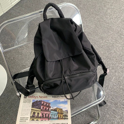 Γυναικεία σακίδια πλάτης μεγάλης χωρητικότητας Japanese Harajuku Literature Art Κορίτσι Κορδόνι σχεδίασης Oxford Retro Μαύρο σακίδιο πλάτης Φοιτητική τσάντα