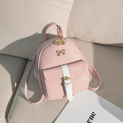 Γυναικείο μίνι σακίδιο πλάτης PU δερμάτινο σακίδιο πλάτης Kawaii Χαριτωμένο χαριτωμένο σακίδιο τσάντας Μικρές σχολικές τσάντες για κορίτσια με φιόγκο με κόμπο σε φύλλα