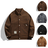 Jachete de iarnă pentru bărbați Jachetă pentru bărbați, solidă, de culoare largi, buzunare, cu rever, cu tată, pentru jachete pentru camping Ropa Hombre