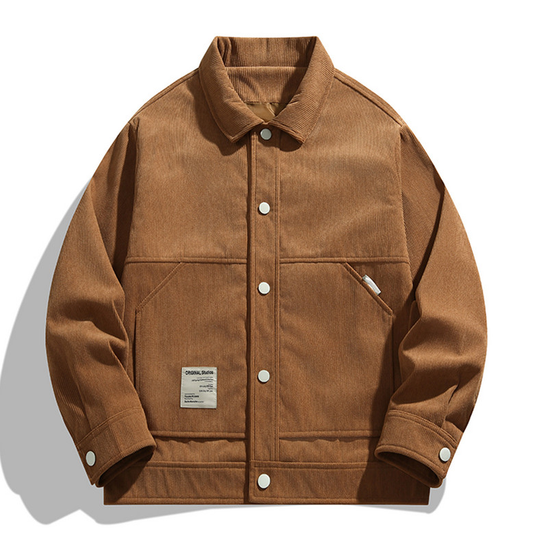 Jachete de iarnă pentru bărbați Jachetă pentru bărbați, solidă, de culoare largi, buzunare, cu rever, cu tată, pentru jachete pentru camping Ropa Hombre