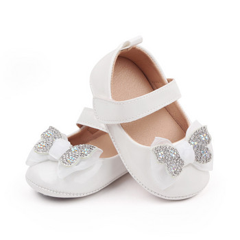 Νεογέννητα παιδικά παπούτσια Βρεφικά παπούτσια για κορίτσια Κλασική σόλα με παπιγιόν από καουτσούκ Αντιολισθητική σόλα PU Δερμάτινα παπούτσια First Walker Παπούτσια παιδικής κούνιας