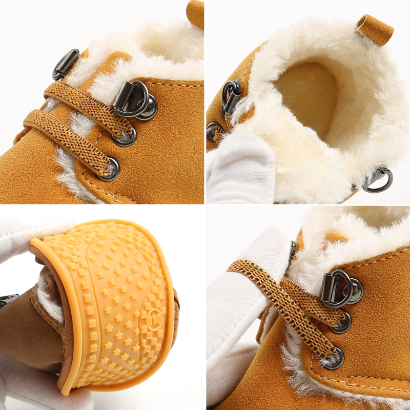 Pantofi de iarnă pentru bebeluși băieți clasici din bumbac anti-alunecare, talpă moale, talpă de cauciuc, cizme pentru copii mici, fete, pătuț pentru copii, primii plimbări, 4 culori