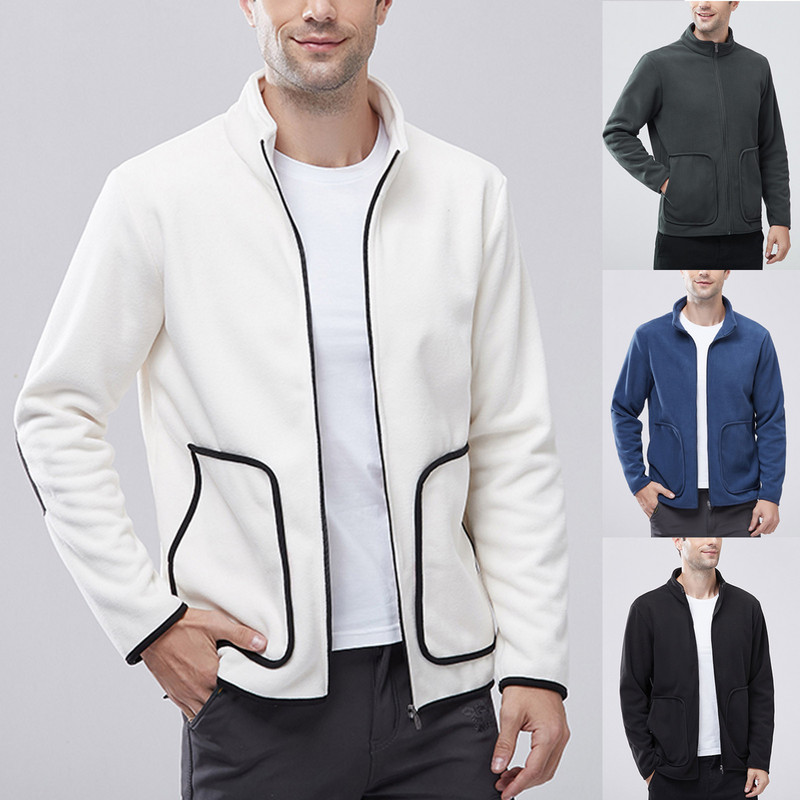 Jachete de iarnă pentru bărbați Jachete de flanel de toamnă pentru bărbați, iarnă, solidă, pentru bărbați, din fleece, pentru buzunar. Jachetă de culoare Will