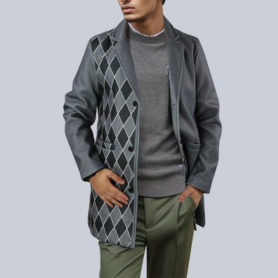 Îmbrăcăminte pentru bărbați Hanorac de toamnă Jachetă cu fermoar pentru bărbați Lână pentru bărbați Lungime de iarnă Guler imprimat Jachetă de lână în picioare Bărbați de mijloc lung