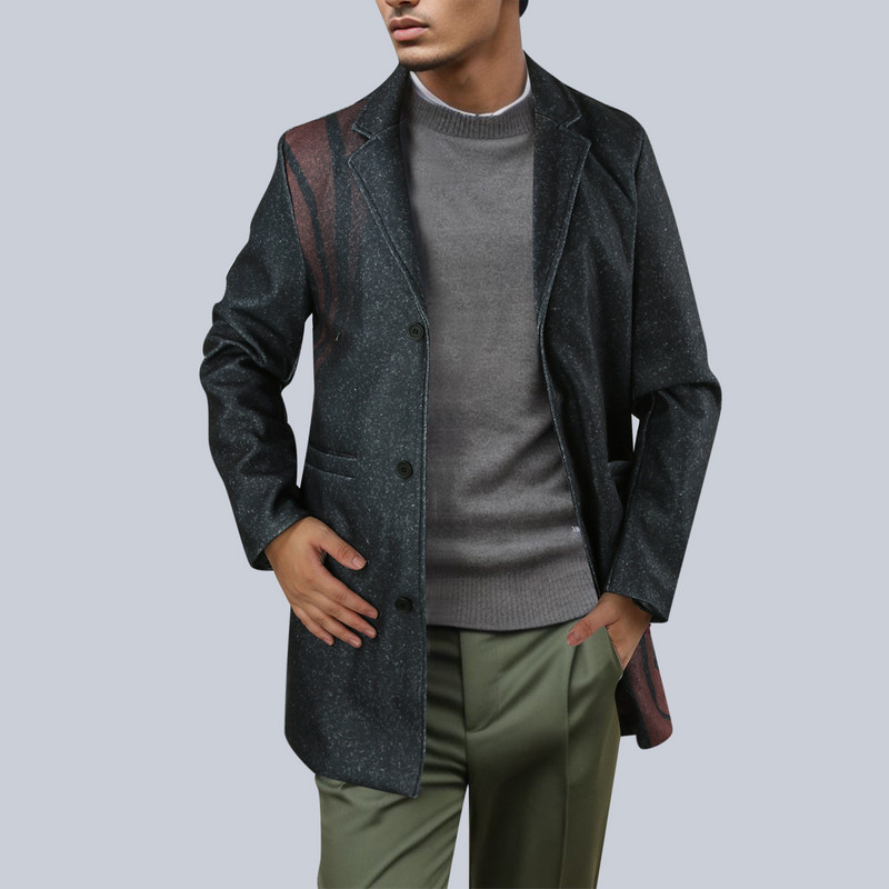 Îmbrăcăminte pentru bărbați Hanorac de toamnă Jachetă cu fermoar pentru bărbați Lână pentru bărbați Lungime de iarnă Guler imprimat Jachetă de lână în picioare Bărbați de mijloc lung