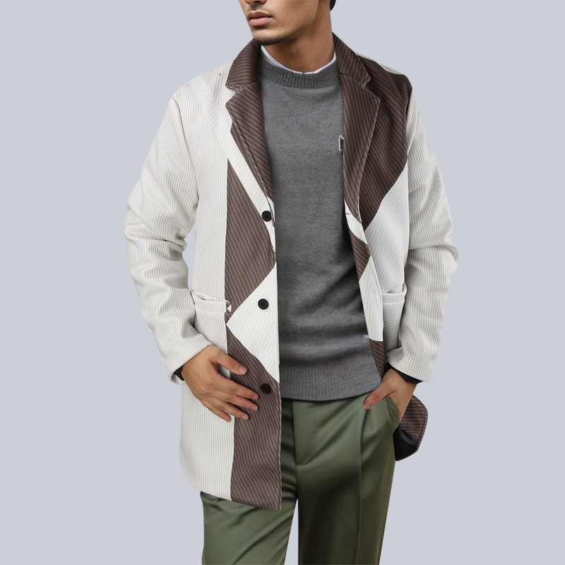 Îmbrăcăminte pentru bărbați Hanorac de toamnă Jachetă cu fermoar pentru bărbați Lână pentru bărbați Lungime de iarnă Guler imprimat Jachetă de lână în picioare Bărbați de mijloc lung