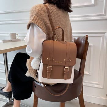 Γυναικείες vintage δερμάτινες τσάντες πλάτης Preppy style backpack σχολικές τσάντες για έφηβες σχεδιαστές μόδας Γυναικείο σακίδιο πλάτης