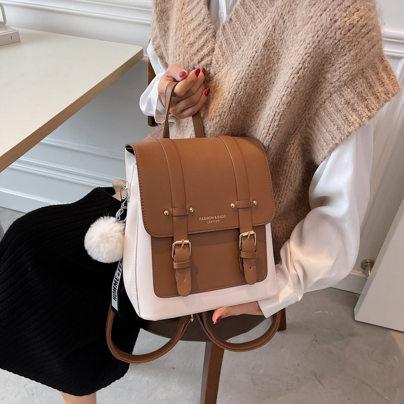 Dámske vintage PU kožené malé batohy v preppy štýle, školské tašky pre dospievajúce dievčatá, módny návrhársky batoh
