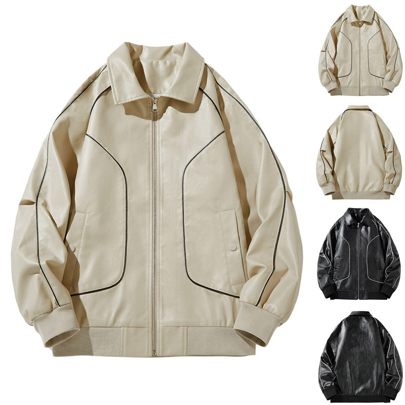 Muška odjeća Zimska hladna jakna od brušene kože Muška jesenska jakna s jaknom s ovratnikom Široka muška kargo jakna svijetlomaslinaste boje