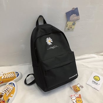 Εφηβική σχολική τσάντα για κορίτσια Σακίδιο πλάτης Γυναικείες τσάντες εκτύπωσης μεσαίων μαθητών Σχολική τσάντα Μεγάλη μαύρη χαριτωμένη τσάντα νάιλον λουλουδιών