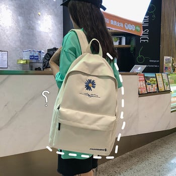 Εφηβική σχολική τσάντα για κορίτσια Σακίδιο πλάτης Γυναικείες τσάντες εκτύπωσης μεσαίων μαθητών Σχολική τσάντα Μεγάλη μαύρη χαριτωμένη τσάντα νάιλον λουλουδιών
