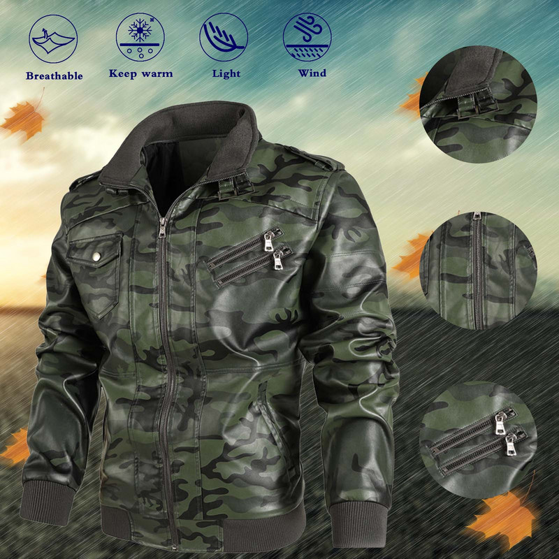 Winter Rain Ελαφρύ ανδρικό μπουφάν Ανδρικό Stcollar Glossy Leisure Δερμάτινο βελούδινο μπουφάν με φερμουάρ για άνδρες