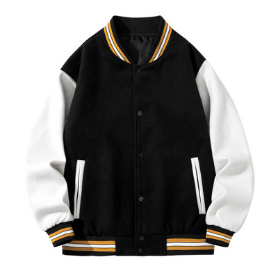 Muška odjeća Patchwork jakna s džepovima Bubble Winter Jednobojna muška duga jakna s prorezima na rukavima Kaput s dugmadima na dugmad Jakna na grudima