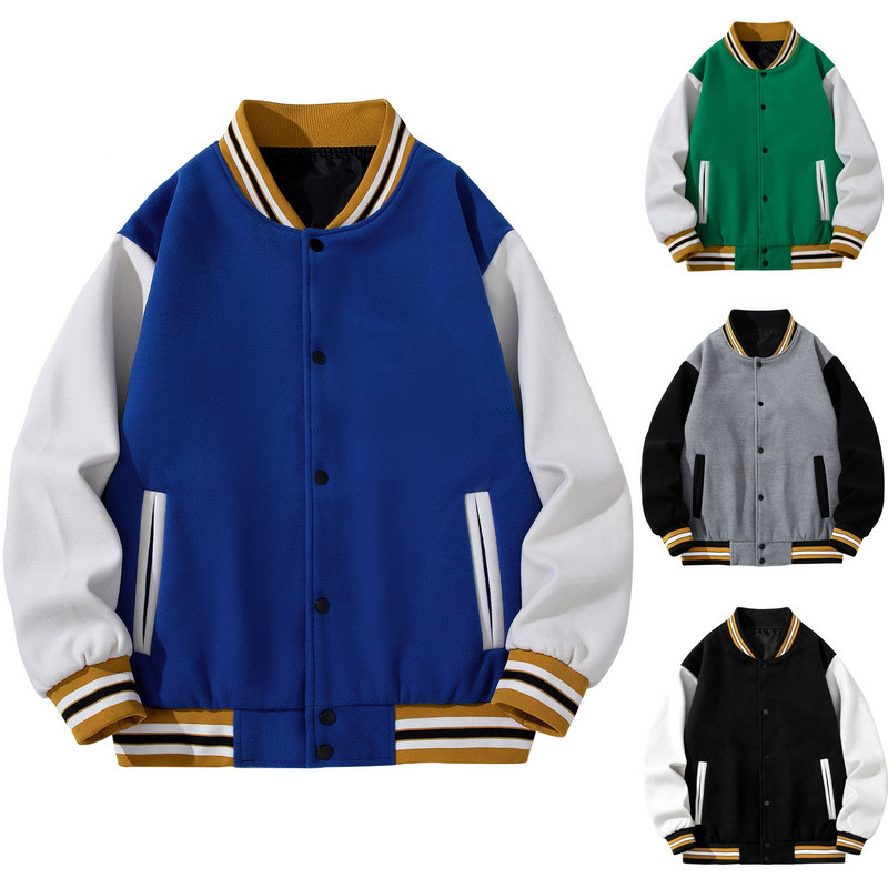 Muška odjeća Patchwork jakna s džepovima Bubble Winter Jednobojna muška duga jakna s prorezima na rukavima Kaput s dugmadima na dugmad Jakna na grudima