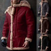 Ανδρικό πουλόβερ Ελαφρύ ανδρικό παλτό με κουκούλα χειμωνιάτικο γιακά πέτο Δερμάτινο μανίκι Ανδρικά παλτό με επένδυση Μάλλινο φόρεμα Camping