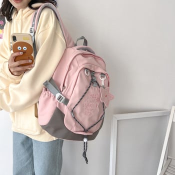 Розови раници с голям капацитет Луксозна дизайнерска чанта за жени Oxford Ученически чанти с цип Бродерия Водоустойчива корейска чанта през рамо
