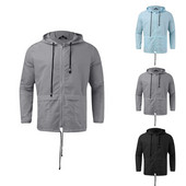 Jachetă căptușită cu glugă Jachetă solidă de ploaie Jachetă subțire de ploaie de culoare ușoară pentru bărbați cu glugă, rezistentă la soare, fermoar, haină de exterior cu două piepte