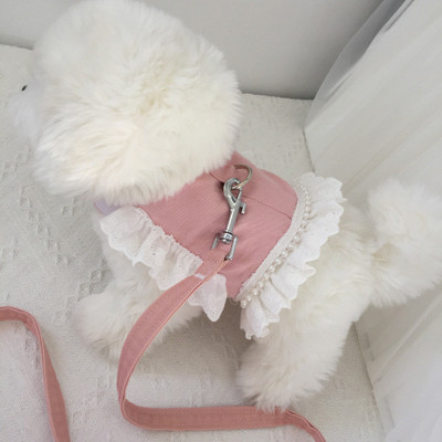 Pet Lace Pearl Chest Strap Traction Maltese Bear Dog To Go Out Στήθος και πλάτη Ρούχα Μικρά και μεσαία σκυλιά Καλοκαιρινή γάτα Teddy