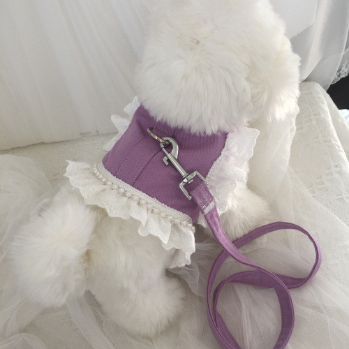 Pet Lace Pearl Chest Strap Traction Maltese Bear Dog To Go Out Στήθος και πλάτη Ρούχα Μικρά και μεσαία σκυλιά Καλοκαιρινή γάτα Teddy