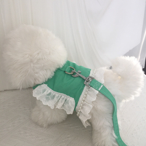 Pet Lace Pearl Chest Strap Traction Maltese Bear Dog To Go Out Στήθος και πλάτη Ρούχα Μικρά και μεσαία σκυλιά Καλοκαιρινή γάτα Teddy