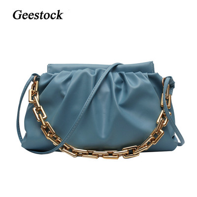 Ολογραφική τσάντα Geestock για τσάντες ώμου με χοντρή αλυσίδα PU Δερμάτινο μονόχρωμο καλοκαιρινό χιαστί Τσάντα πολυτελείας συμπλέκτες Γυναικεία τσάντα