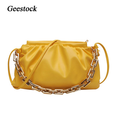 Ολογραφική τσάντα Geestock για τσάντες ώμου με χοντρή αλυσίδα PU Δερμάτινο μονόχρωμο καλοκαιρινό χιαστί Τσάντα πολυτελείας συμπλέκτες Γυναικεία τσάντα