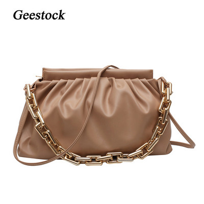 Ολογραφική τσάντα Geestock για τσάντες ώμου με χοντρή αλυσίδα PU Δερμάτινο μονόχρωμο καλοκαιρινό χιαστί Τσάντα πολυτελείας συμπλέκτες Γυναικεία τσάντα