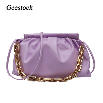 Ολογραφική τσάντα Geestock για τσάντες ώμου με χοντρή αλυσίδα PU Δερμάτινο μονόχρωμο καλοκαιρινό χιαστί Τσάντα πολυτελείας συμπλέκτες Γυναικεία τσάντα