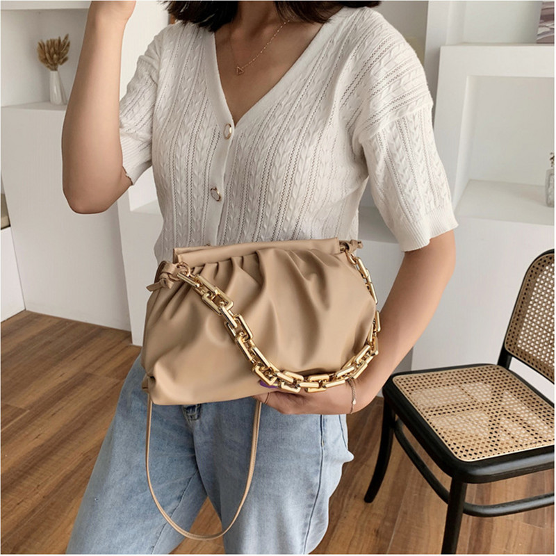 Ολογραφική τσάντα Geestock για τσάντες ώμου με χοντρή αλυσίδα PU Δερμάτινο μονόχρωμο καλοκαιρινό χιαστί Τσάντα πολυτελείας συμπλέκτες Γυναικεία τσάντα