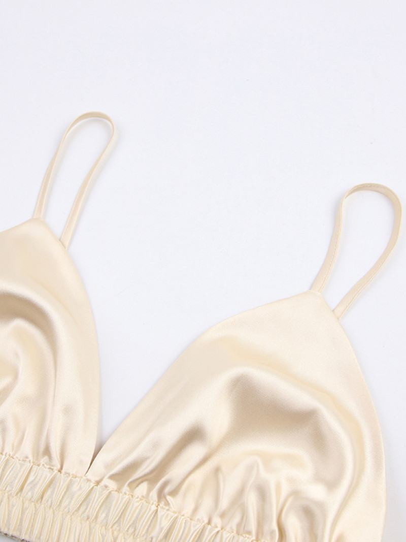 Komplet kućnih ogrtača u boji šampanjca Ženski trodijelni ogrtač s naborima Ženske pidžame Seksi kratke hlače Suknje Pidžame Ogrtači Ženske pidžame Kompleti spavaćica