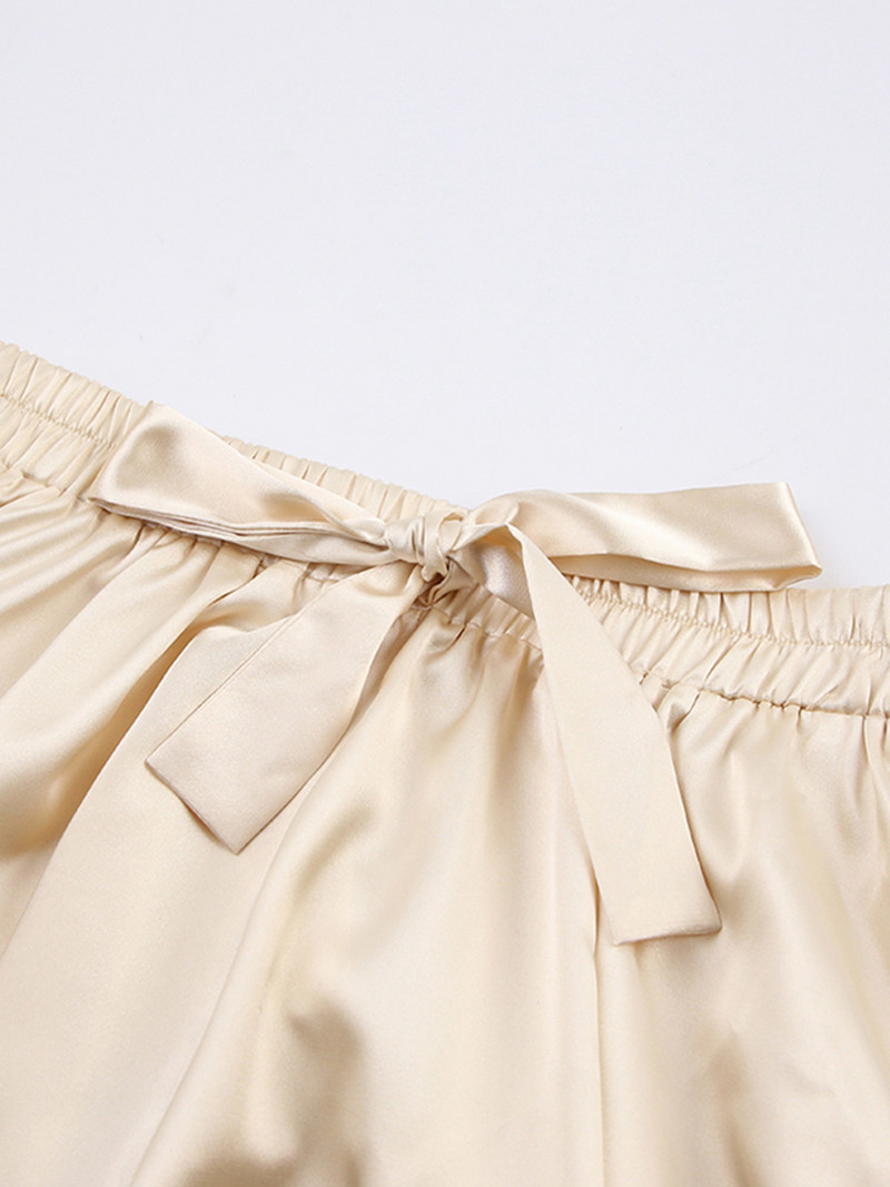 Komplet kućnih ogrtača u boji šampanjca Ženski trodijelni ogrtač s naborima Ženske pidžame Seksi kratke hlače Suknje Pidžame Ogrtači Ženske pidžame Kompleti spavaćica