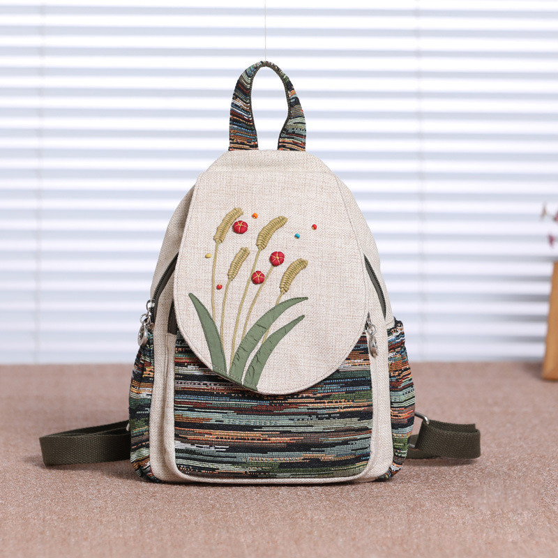 Modni ženski višenamjenski ruksak s cvjetnim uzorkom Pletena torba za rame s vezom u kineskom stilu Ruksak za putovanje u slobodno vrijeme za djevojku