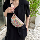 Γυναικεία τσάντα ζώνης ριγέ Bohemian Bum Bag Ρυθμιζόμενα λουριά ώμου Fanny Pack Bumbag Πολύχρωμη τσάντα χιαστί Τσάντες στήθους