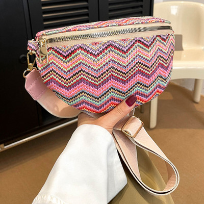 Γυναικεία τσάντα ζώνης ριγέ Bohemian Bum Bag Ρυθμιζόμενα λουριά ώμου Fanny Pack Bumbag Πολύχρωμη τσάντα χιαστί Τσάντες στήθους